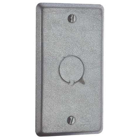 1-gang metal electrical box cover with 1/2 in. knockout|Blank 1/2 In. Knockout Handy Box Cover .